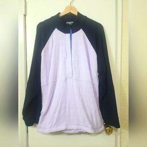 T By Talbots Blue & Purple Color Block Pull Over Sweater Snaps 3/4 Down …